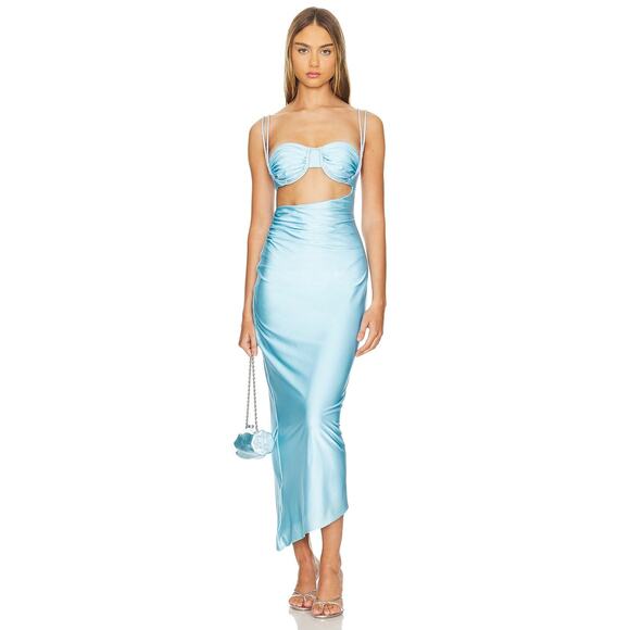 Baobab Lula Maxi Dress Satin Cutout Party Statement Beach Weddings Formal Sz M - Picture 2 of 9